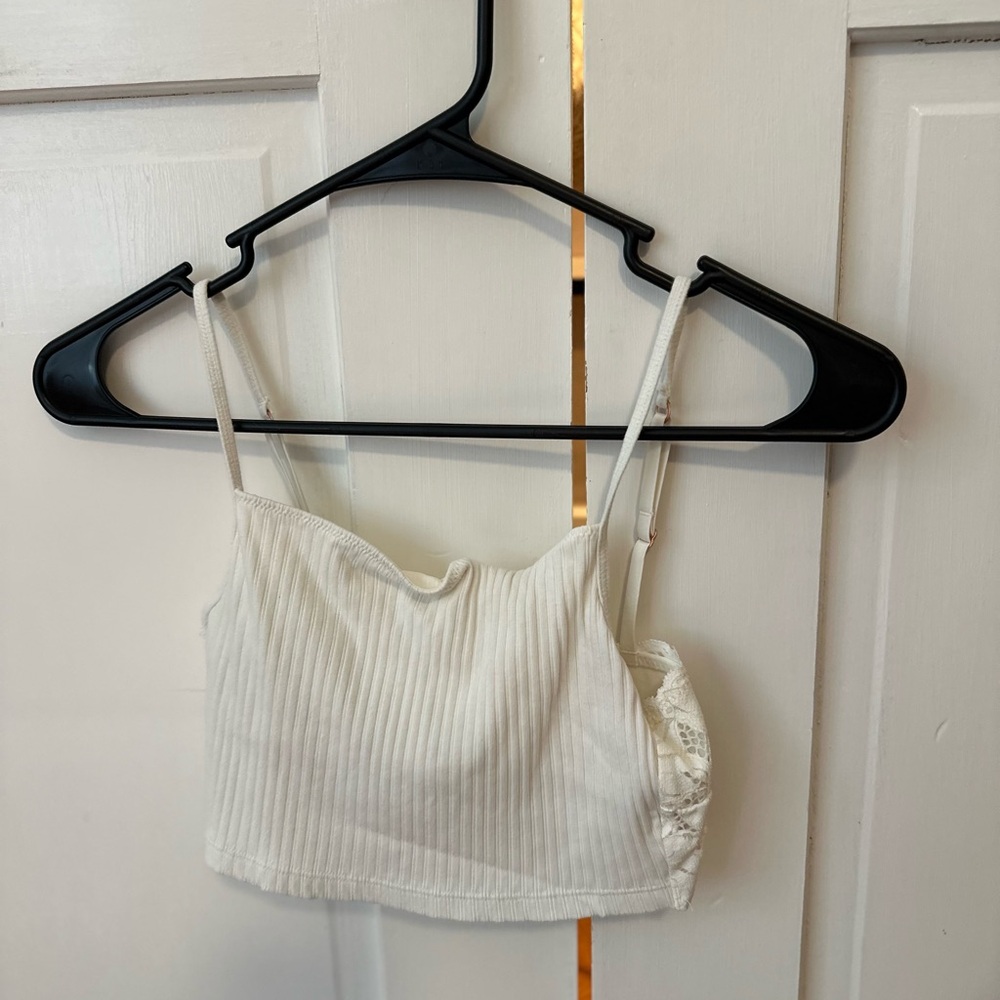 White Ribbed Women's Crop Top